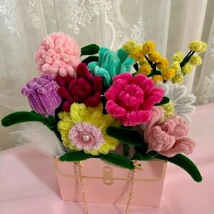 Floral Center Piece - Pipe Cleaner Flower Bouquet - Whimsical Preppy Decor